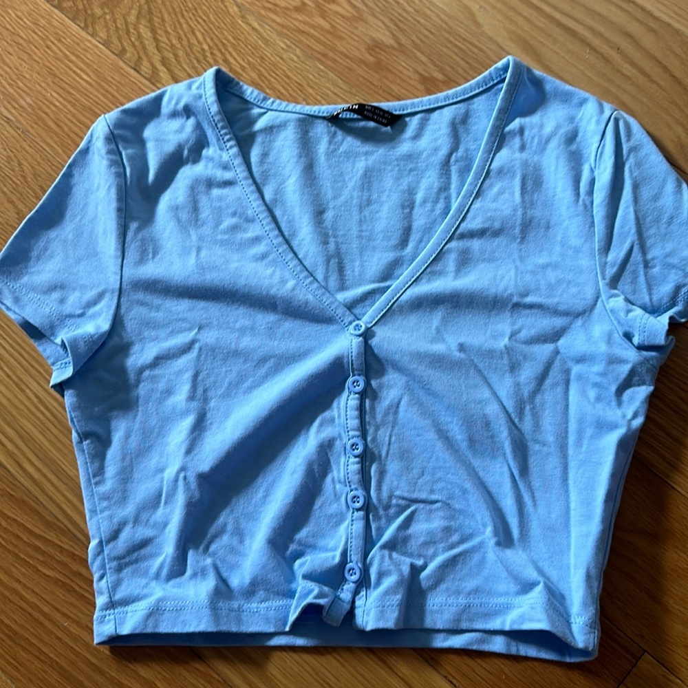 Shein Button Up Crop Tee